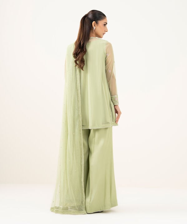 3 Piece - Embroidered Net Suit