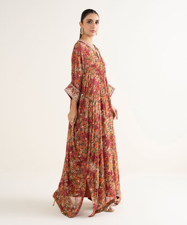 2 Piece - Embroidered Chiffon Suit