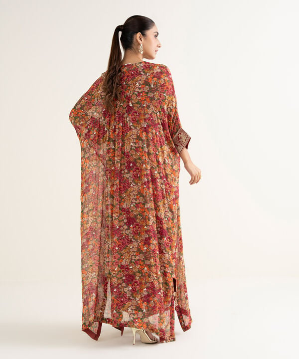 2 Piece - Embroidered Chiffon Suit