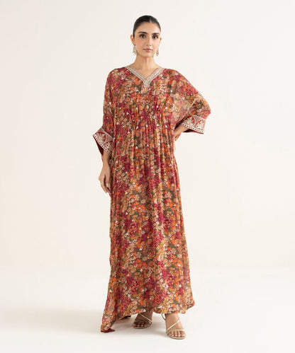 2 Piece - Embroidered Chiffon Suit