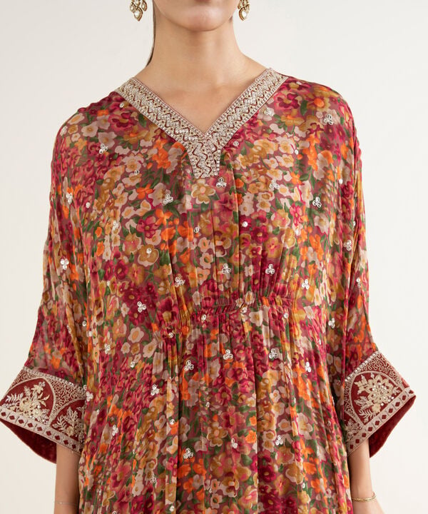 2 Piece - Embroidered Chiffon Suit