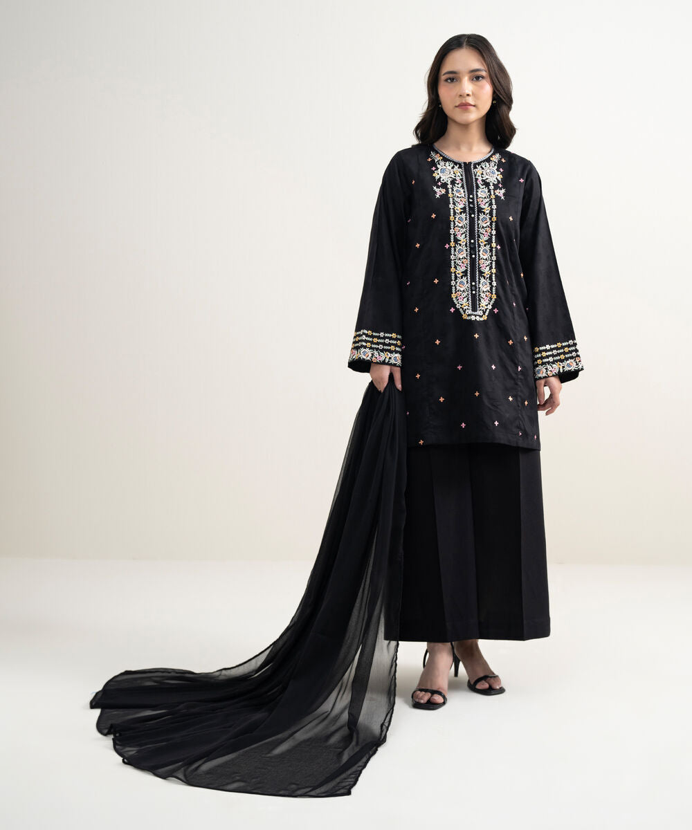 3 Piece - Embroidered Jacquard Suit