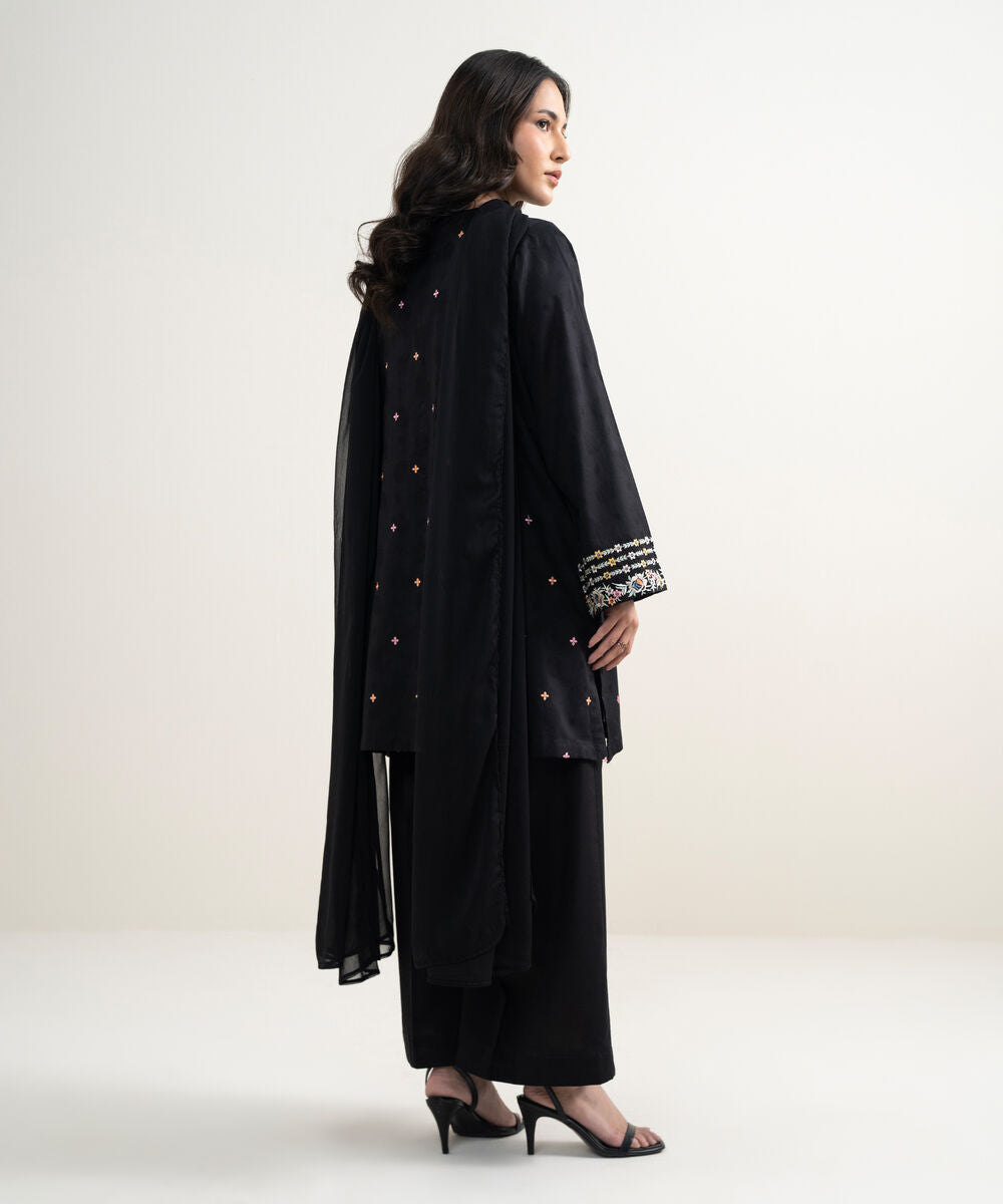3 Piece - Embroidered Jacquard Suit