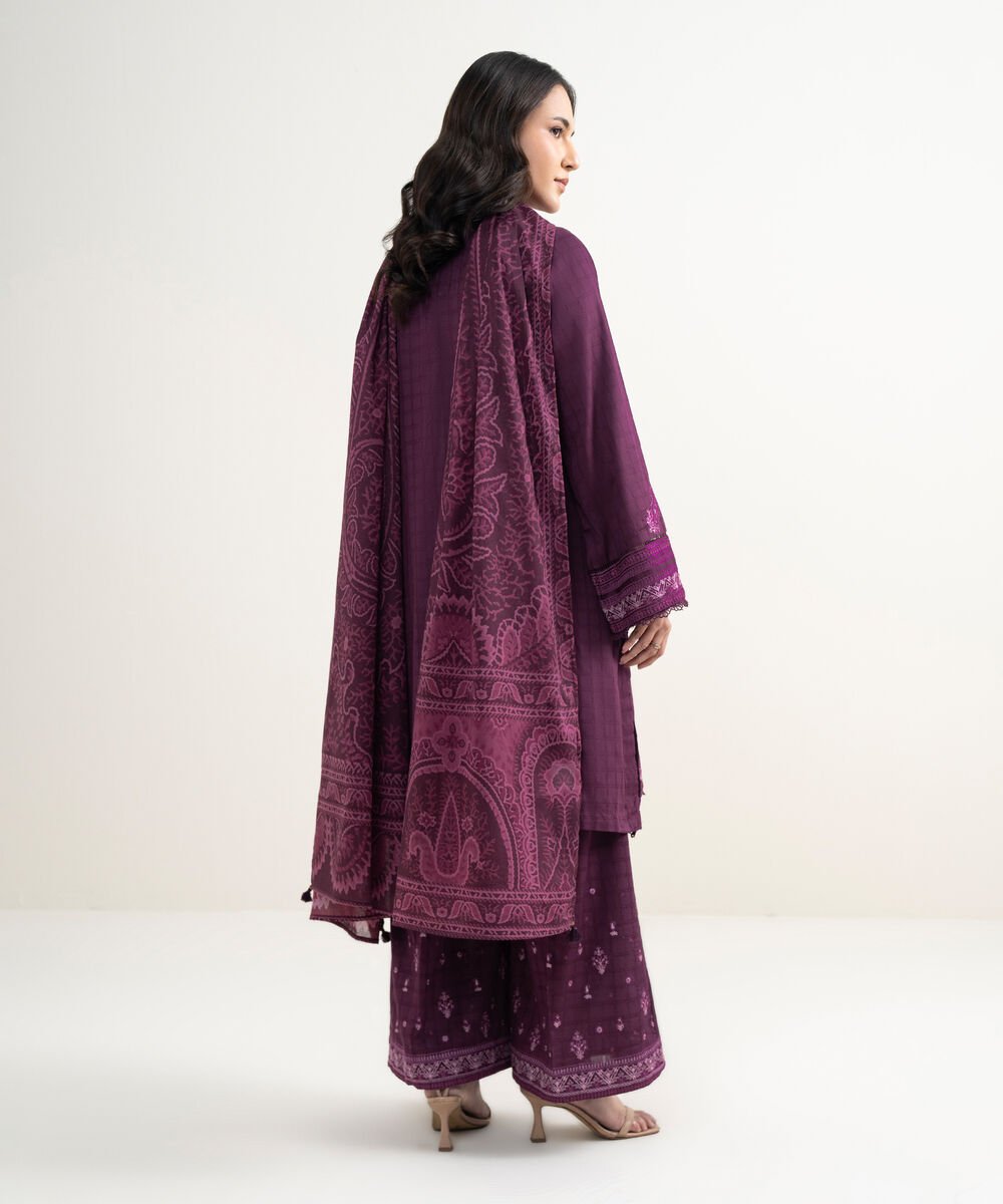 3 Piece - Embroidered Dobby Suit