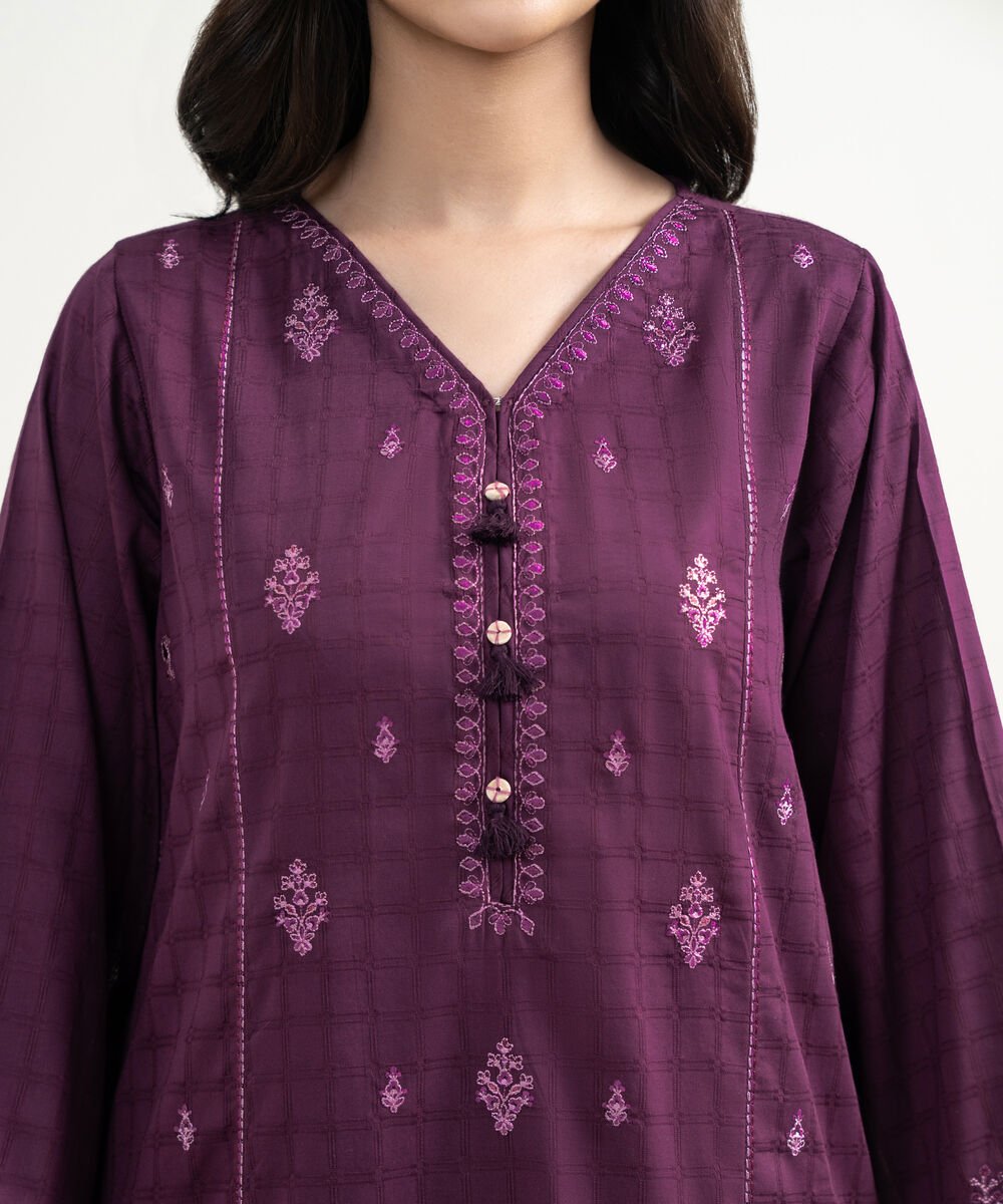 3 Piece - Embroidered Dobby Suit