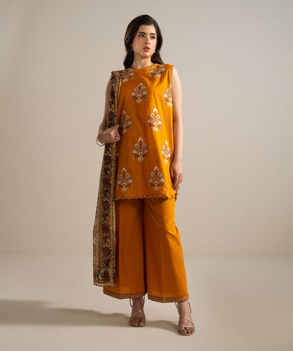 3 Piece - Embroidered Dobby Suit