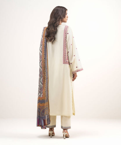3 Piece - Embroidered Dobby Suit