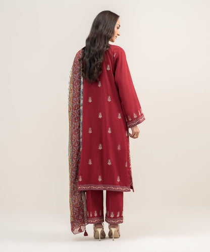 3 Piece - Embroidered Dobby Suit