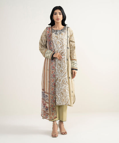 3 Piece - Embroidered Dobby Suit