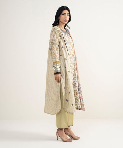 3 Piece - Embroidered Dobby Suit