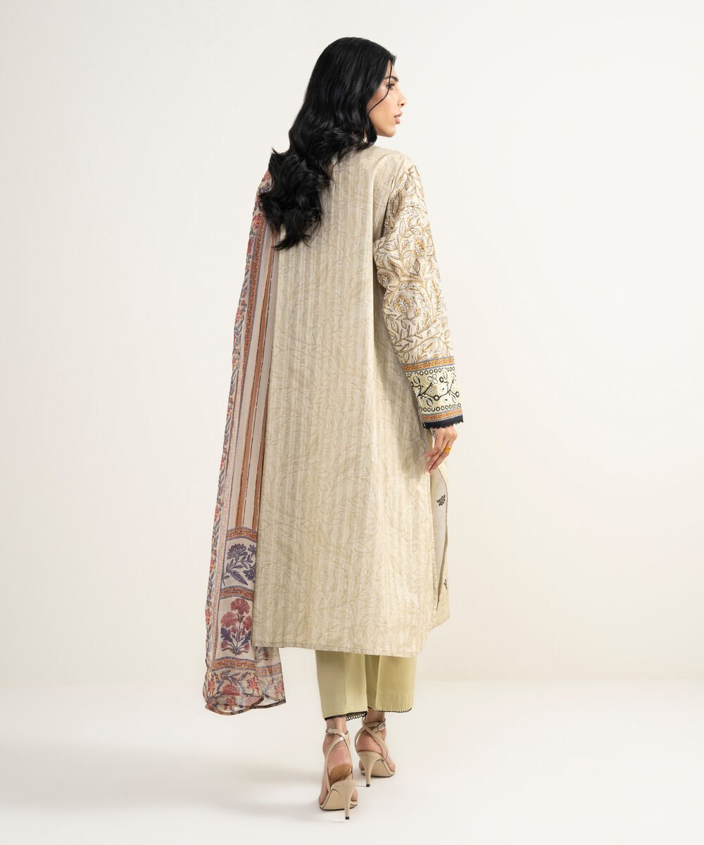 3 Piece - Embroidered Dobby Suit