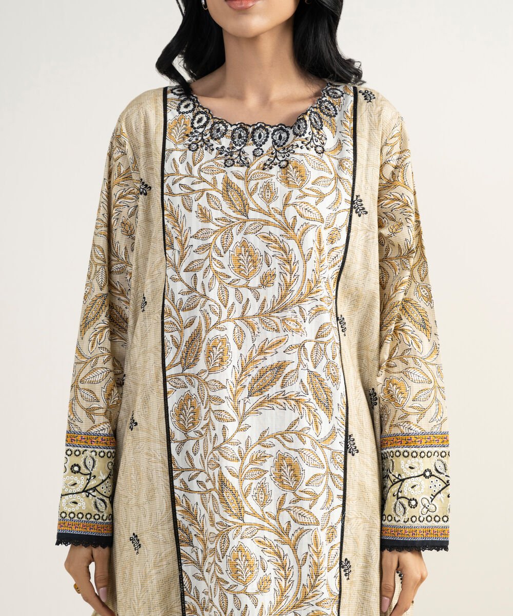 3 Piece - Embroidered Dobby Suit
