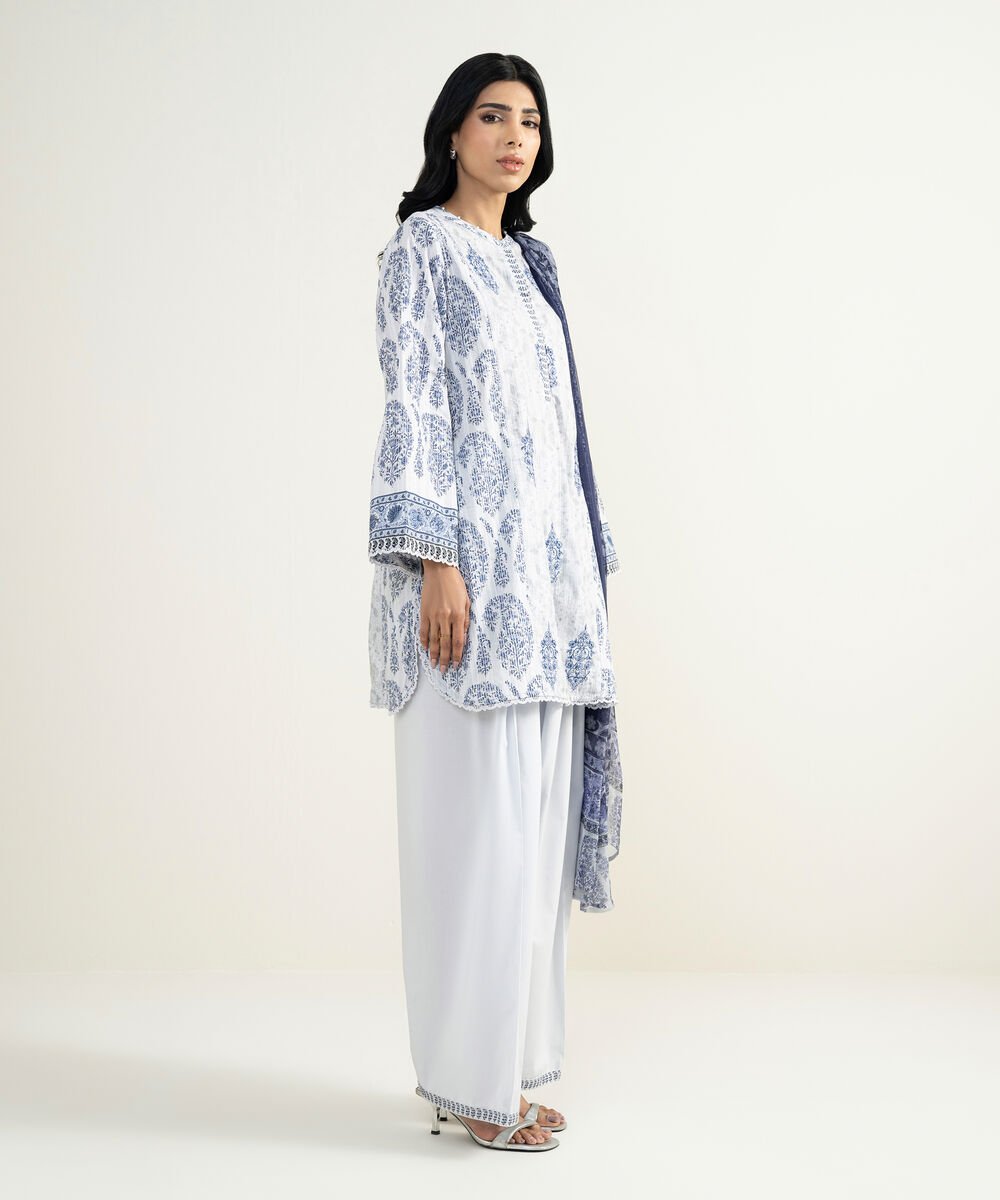 3 Piece - Embroidered Dobby Suit