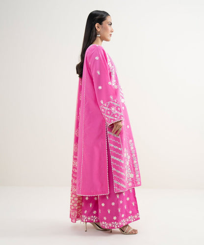 3 Piece - Embroidered Zari Cotton Suit