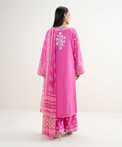 3 Piece - Embroidered Zari Cotton Suit