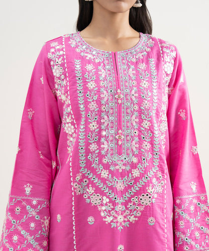 3 Piece - Embroidered Zari Cotton Suit