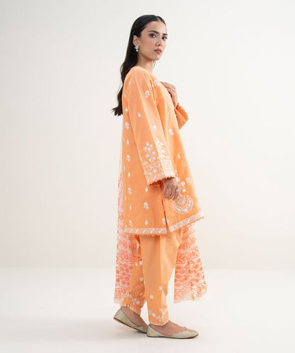 3 Piece - Embroidered Zari Cotton Suit
