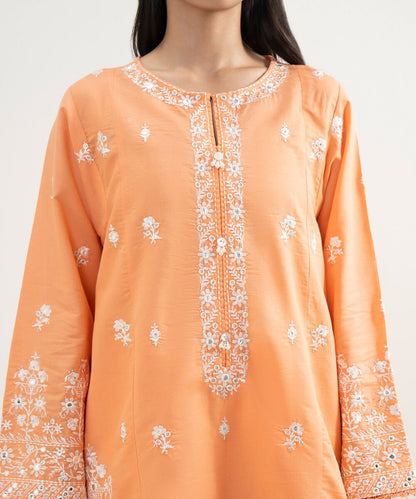 3 Piece - Embroidered Zari Cotton Suit