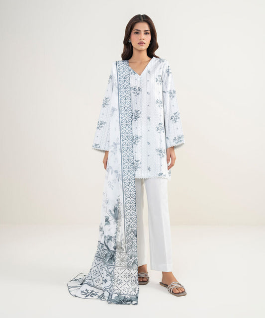 3 Piece - Printed Cambric Suit