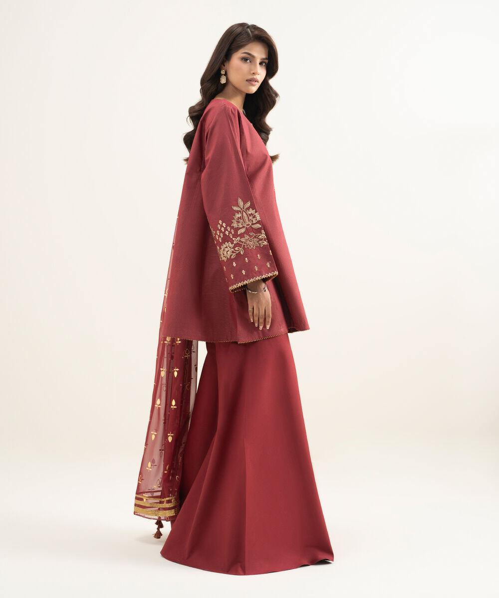 3 Piece - Embroidered Zari Lawn Suit