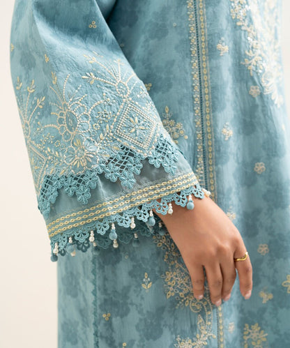 3 Piece - Embroidered Cotton Jacquard Suit