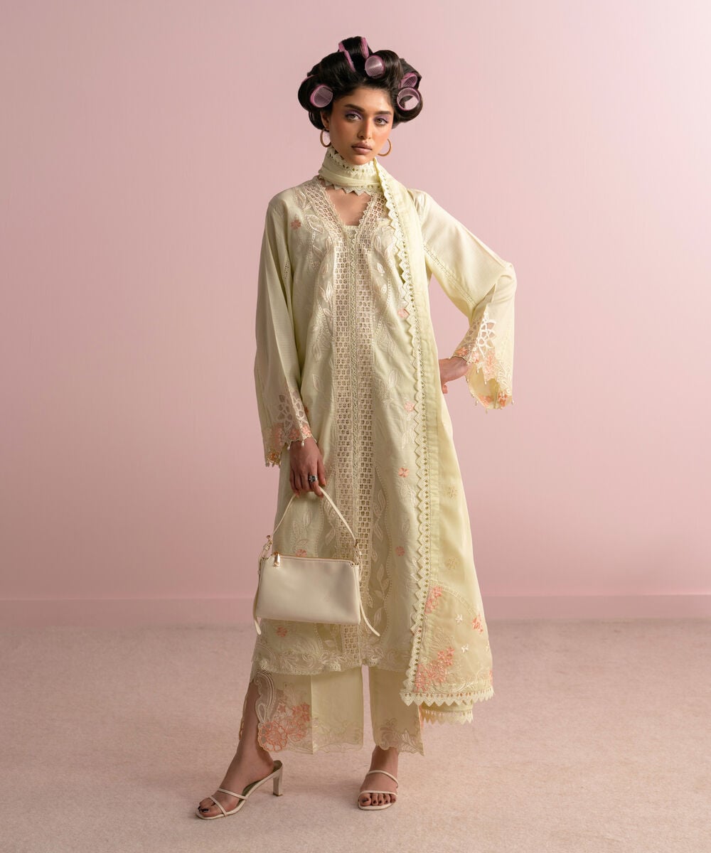3 Piece - Embroidered Dobby Suit