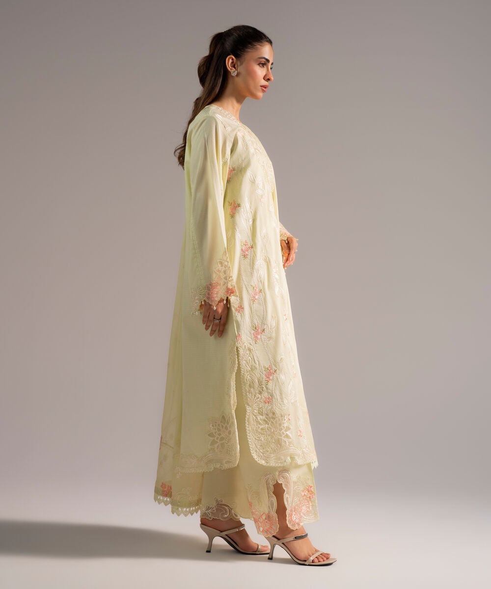 3 Piece - Embroidered Dobby Suit