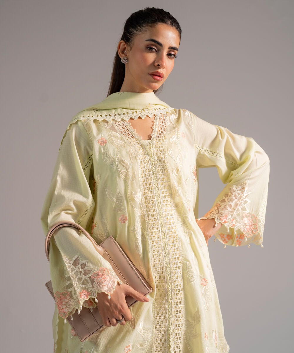 3 Piece - Embroidered Dobby Suit
