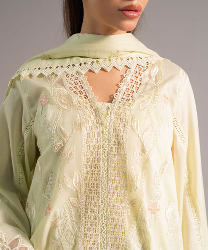 3 Piece - Embroidered Dobby Suit