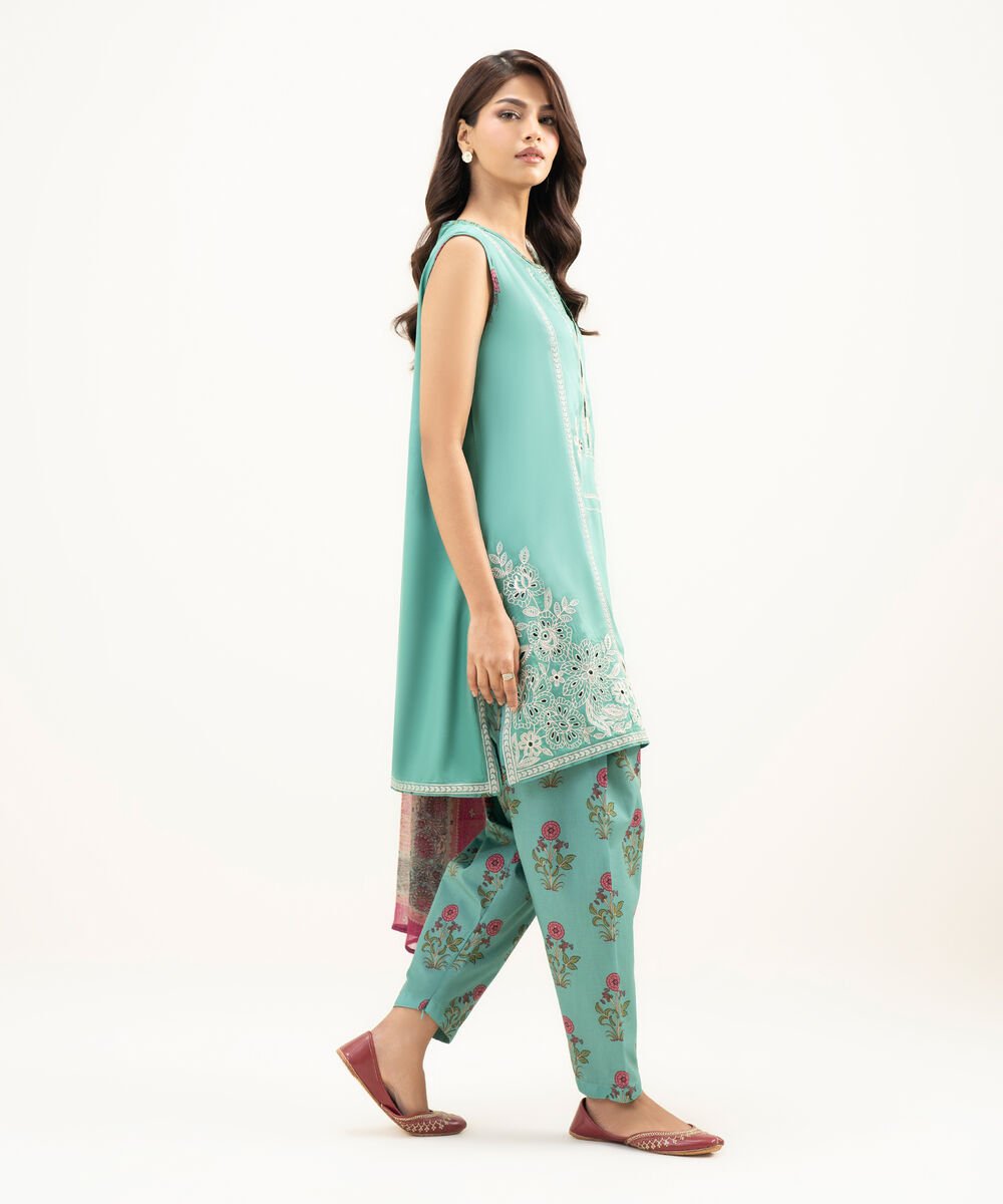 3 Piece - Embroidered Dobby Suit