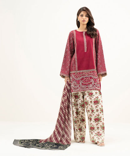 3 Piece - Embroidered Dobby Suit
