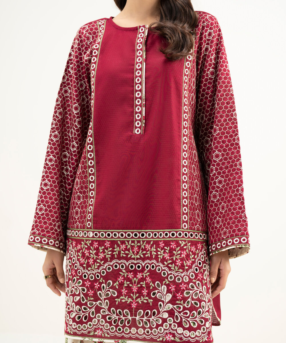 3 Piece - Embroidered Dobby Suit