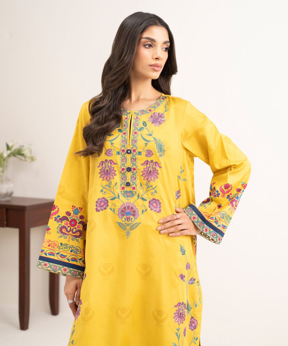 Embroidered Cotton Satin Shirt