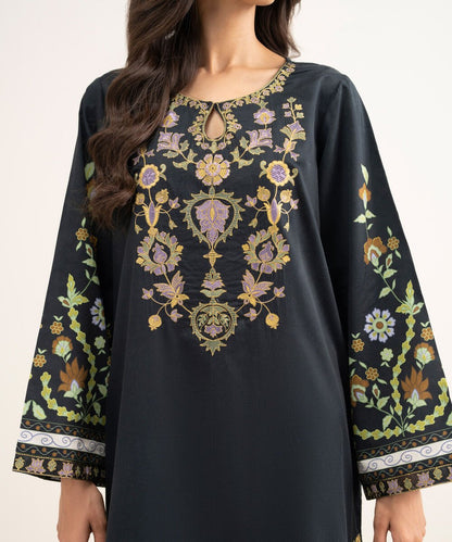 Embroidered Cotton Satin Shirt