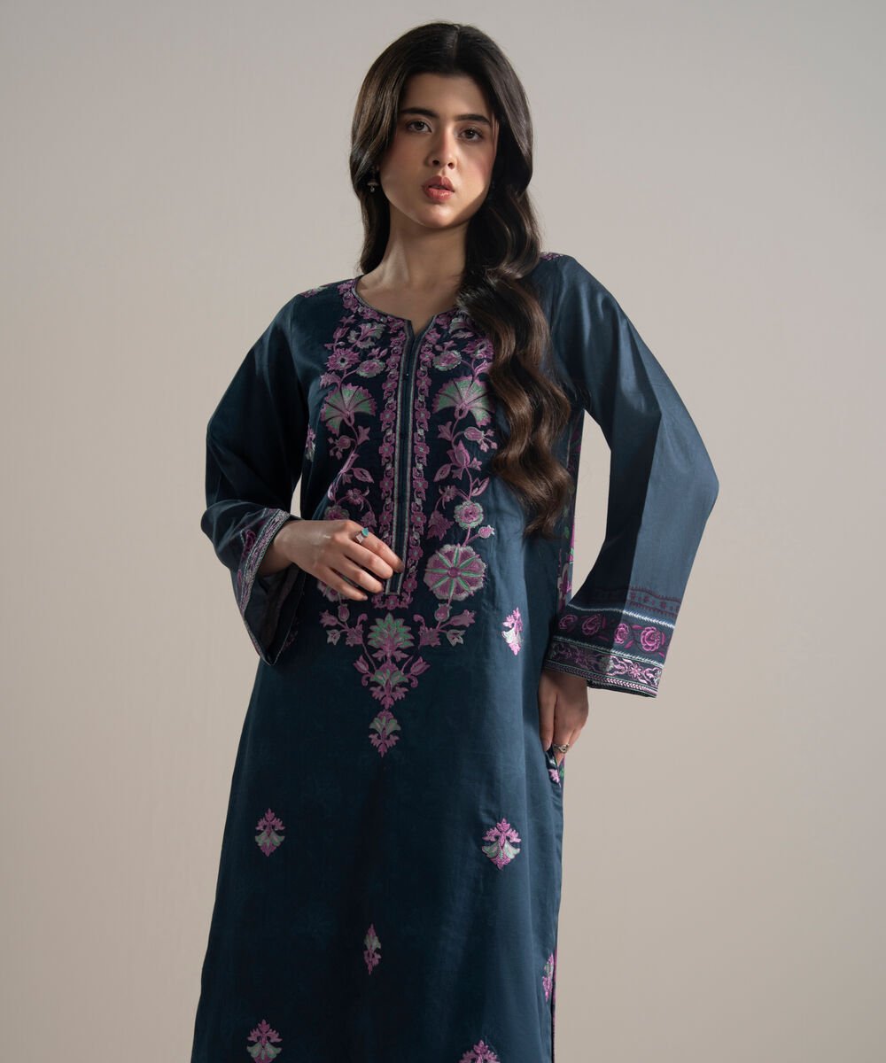 Embroidered Cotton Satin Shirt