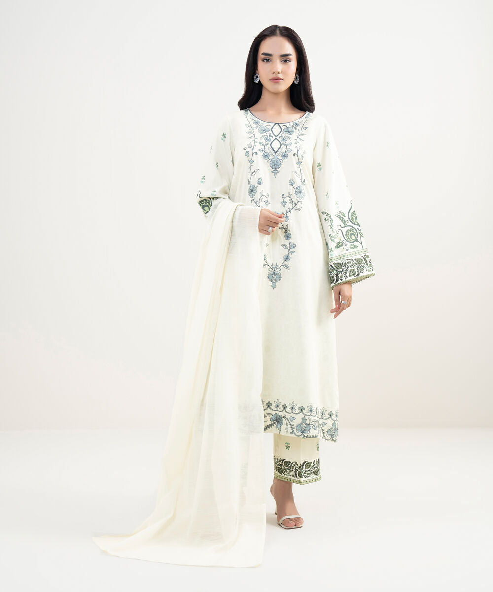 Embroidered Cotton Satin Shirt