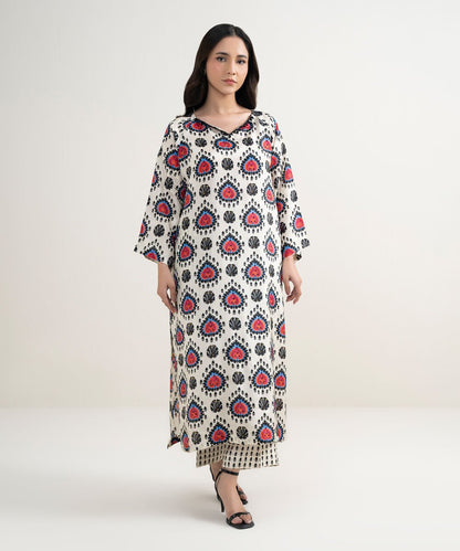 2 Piece - Printed Silk Suit