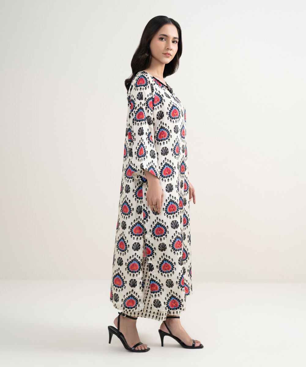 2 Piece - Printed Silk Suit