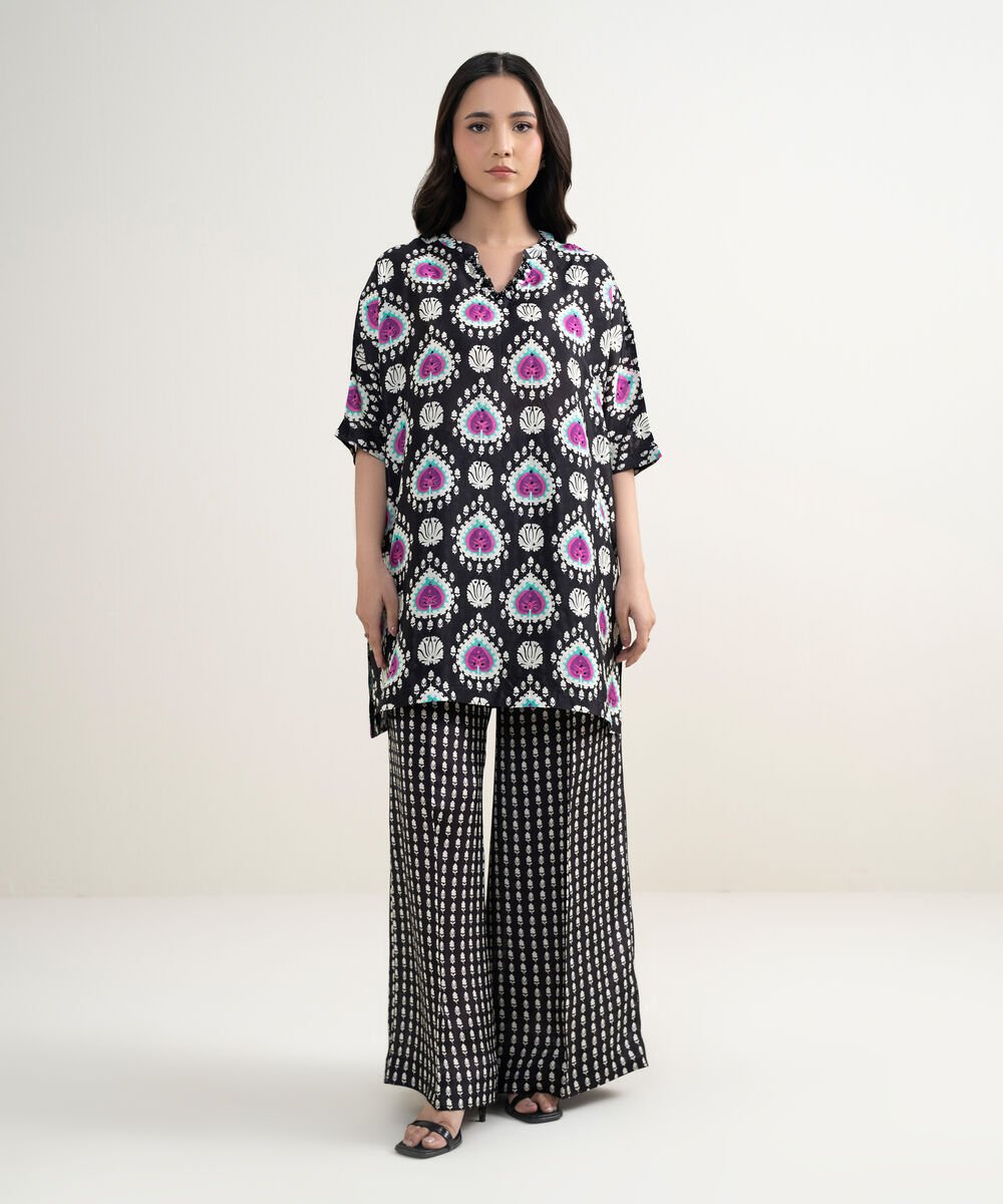 2 Piece - Printed Silk Suit