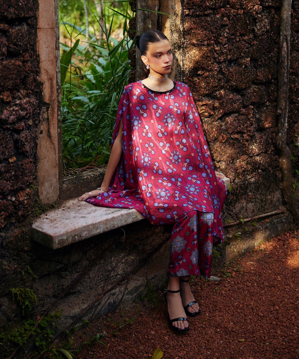 2 Piece - Printed Silk Suit