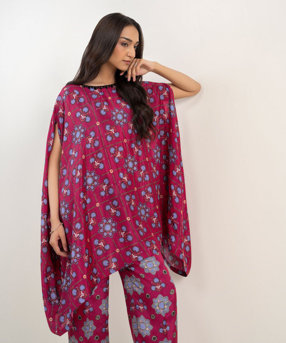 2 Piece - Printed Silk Suit