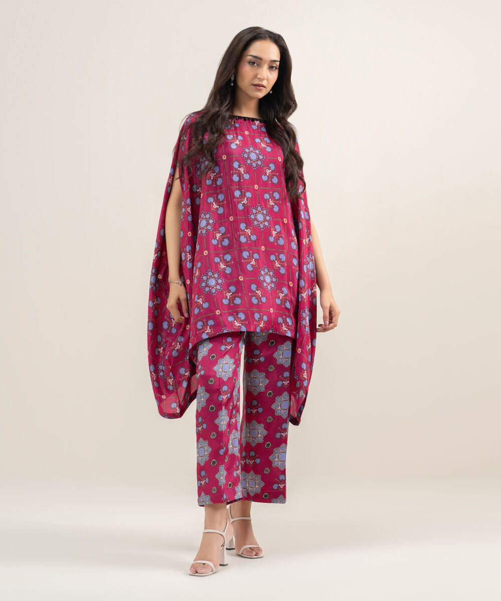 2 Piece - Printed Silk Suit