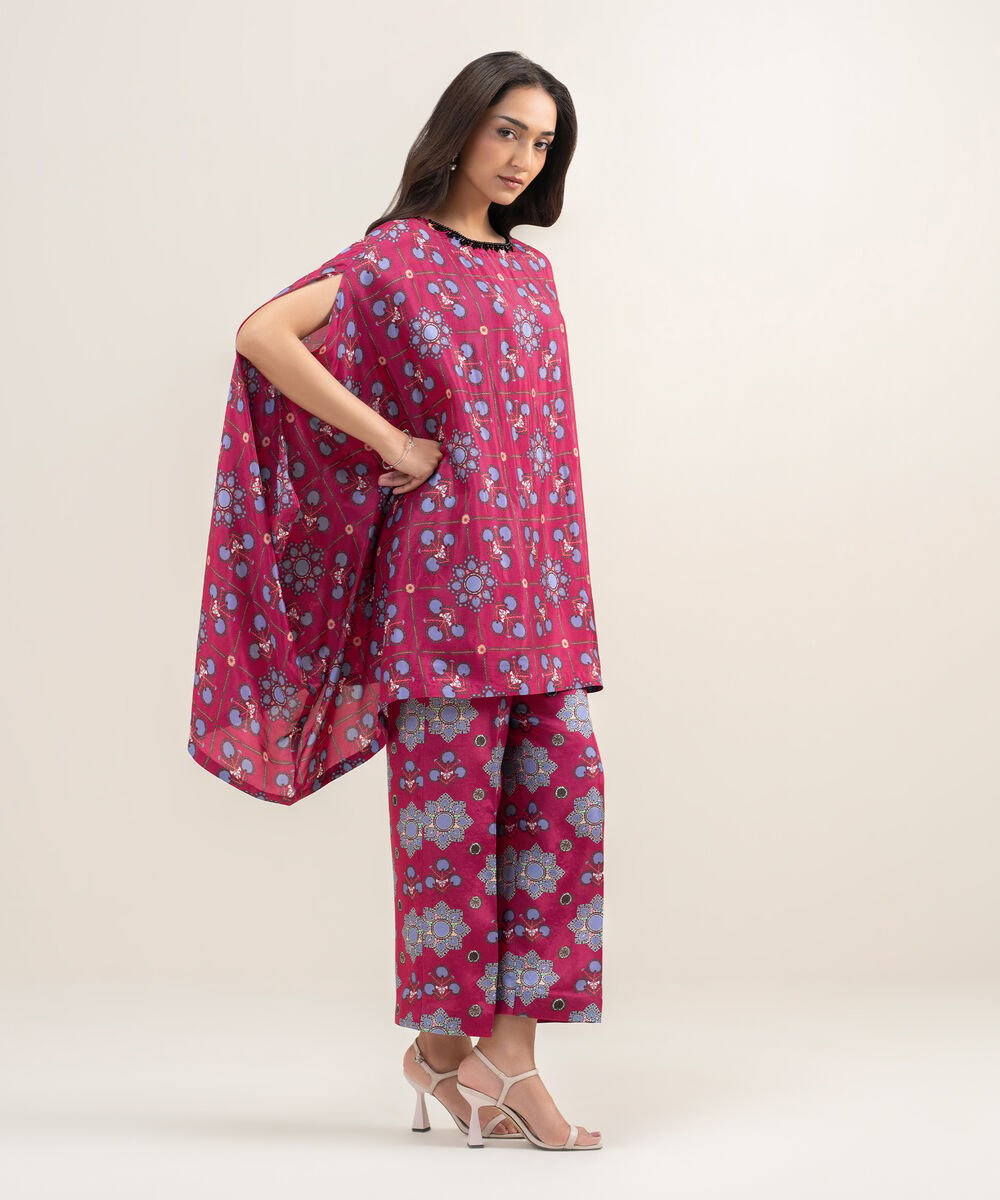 2 Piece - Printed Silk Suit