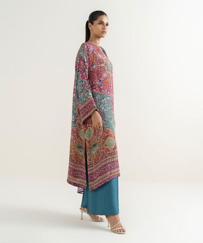 3 Piece - Printed Silk Suit