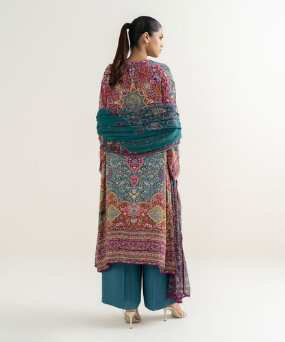 3 Piece - Printed Silk Suit