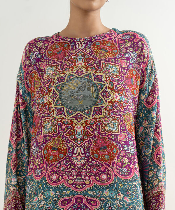 3 Piece - Printed Silk Suit