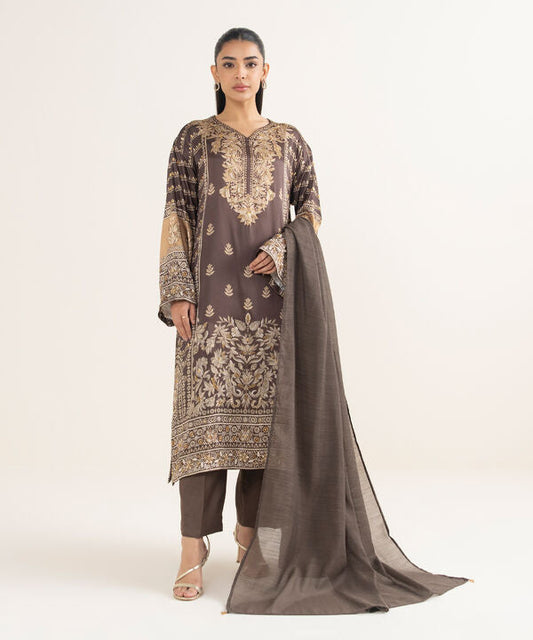 3 Piece - Embroidered Silk Suit