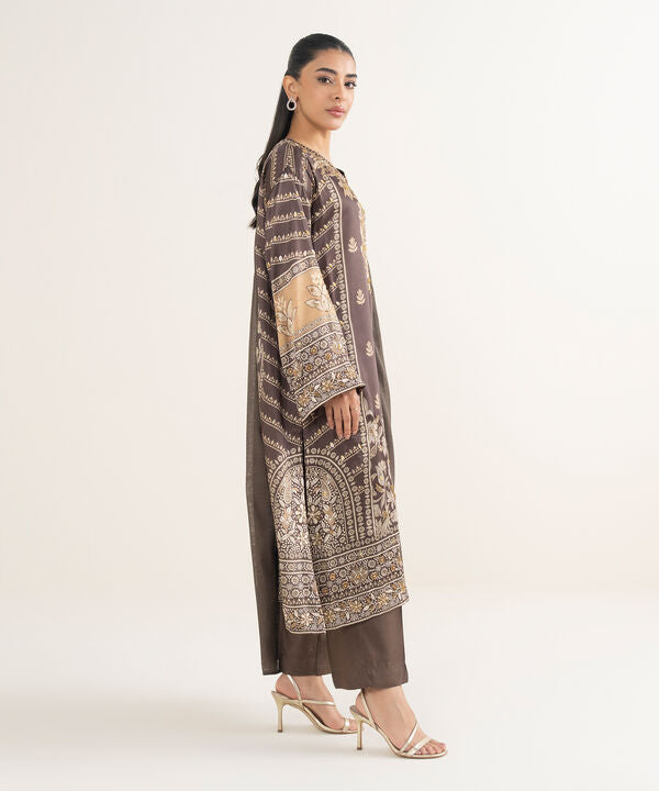 3 Piece - Embroidered Silk Suit