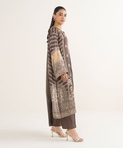 3 Piece - Embroidered Silk Suit