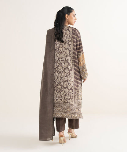 3 Piece - Embroidered Silk Suit